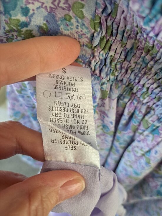 Storia Floral Puff Short Sleeve Midi-mini Dress  Smocked  Square Neck Small - Picture 12 of 15